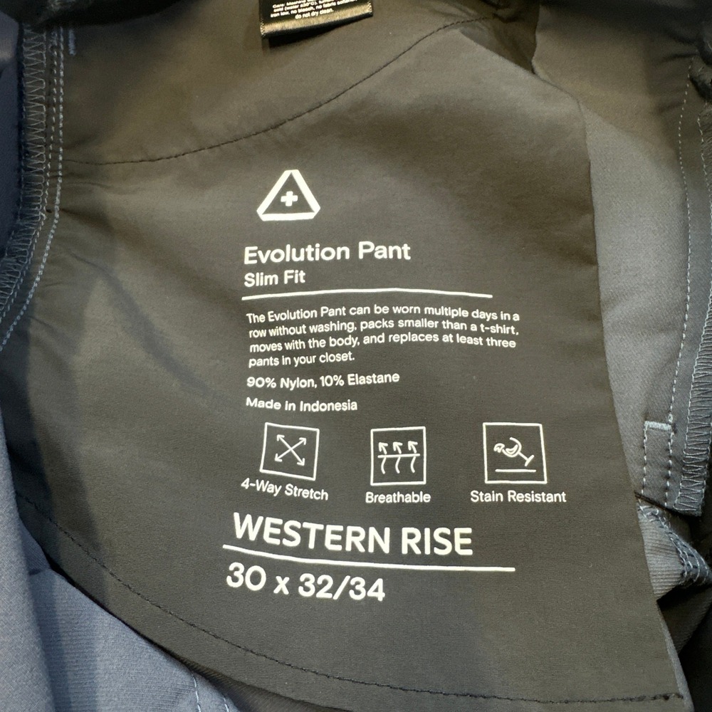 Western Rise Evolution Pants Slim Fit Men 30x32 4-Way Stretch Travel Performance - Picture 4 of 10